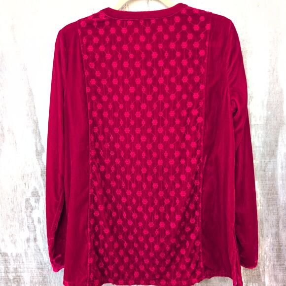 John Mark Velvet Embroidered Tunic Top Women's Small Crimson - Picture 6 of 10
